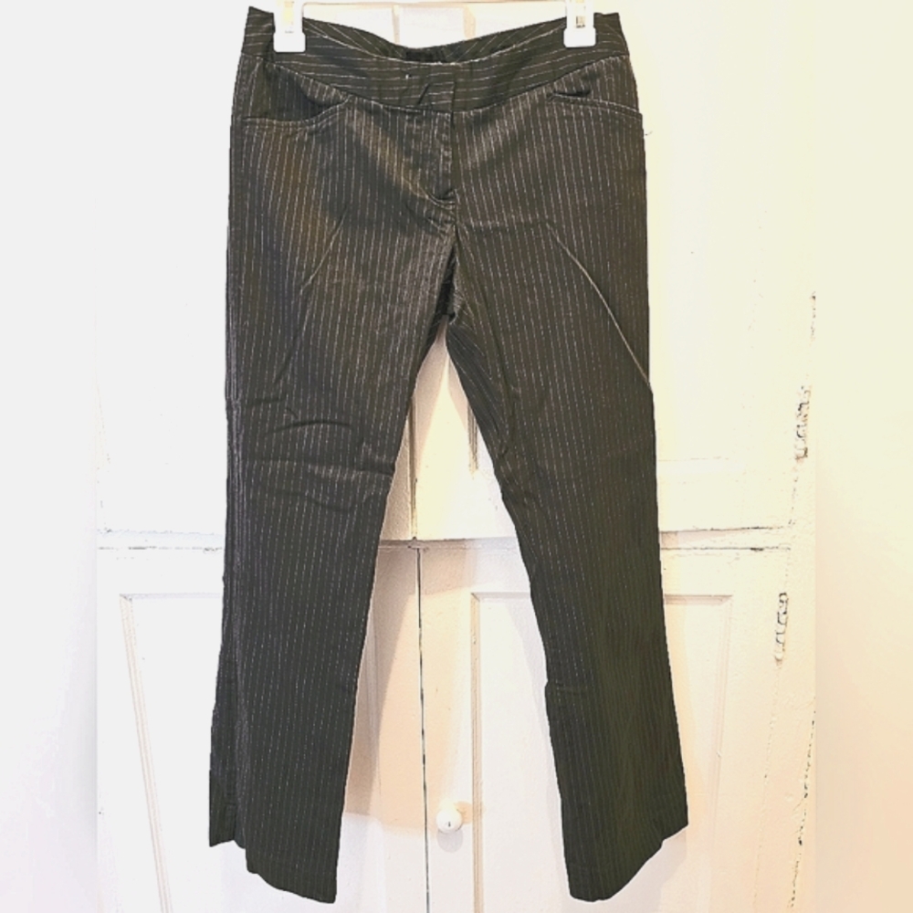 The Limited Drew Fit Grey Trousers with White Pinstripes - Size 4